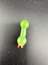 Paulson Pieces Puffco Proxy Ball Cap Replacement - Handcrafted glass accessory showing green and yellow striped design.