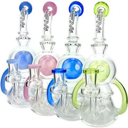 AFM Glass 9" Double Pump Recycler Dab Rig TX078 14mm 90°