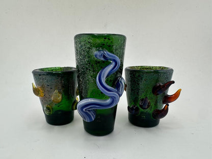 Paulson Pieces Green Glass Shot Glass with Horns – Handcrafted Glass Art