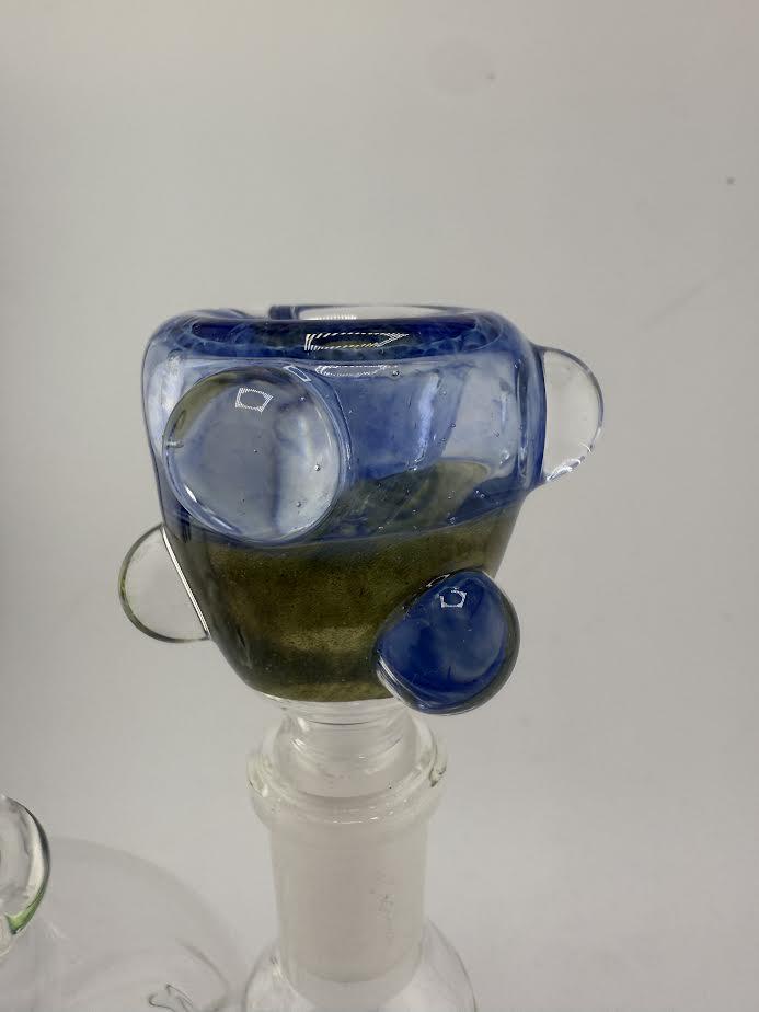 Crondo Glass Split Color Bowl 14mm featuring blue and green accents, ideal for collectors and daily use.