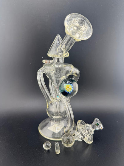 Mank Glass UV Bluev Recycler 10mm 90° w/ Spinner cap and Slurper Set