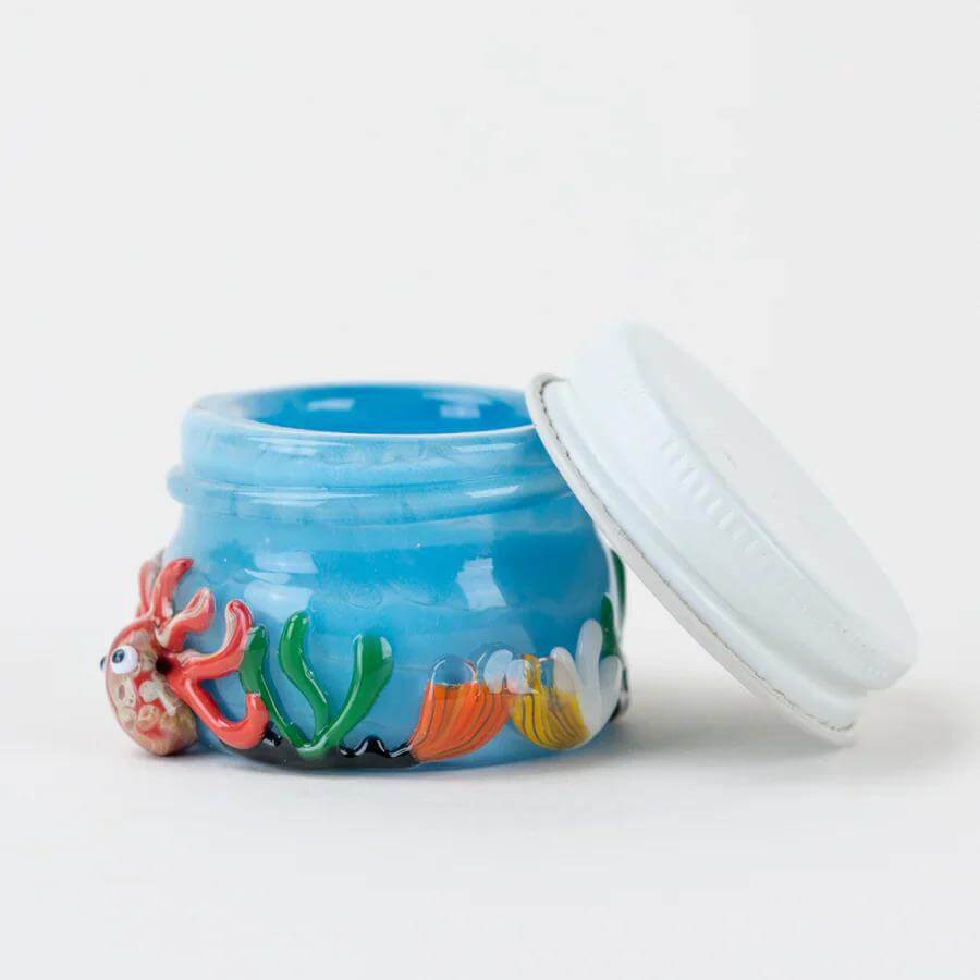 Empire Glassworks Terp Jar, decorative storage jar for concentrates with vibrant ocean-themed design.