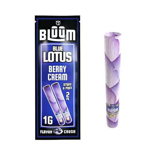 Bluum Cones Blue Lotus Berry Cream 2pc, premium mini rolls crafted from rose and lotus leaves.