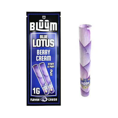 Bluum Cones Blue Lotus Berry Cream 2pc, premium mini rolls crafted from rose and lotus leaves.