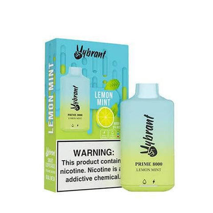 Vybrant Prime 8000 Lemon Mint Disposable Vape featuring 8000 puffs and sleek design for ultimate vaping experience.