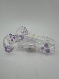 Crondo Glass Dry Pipe - Clear / UV Pink w/ Purple Accents