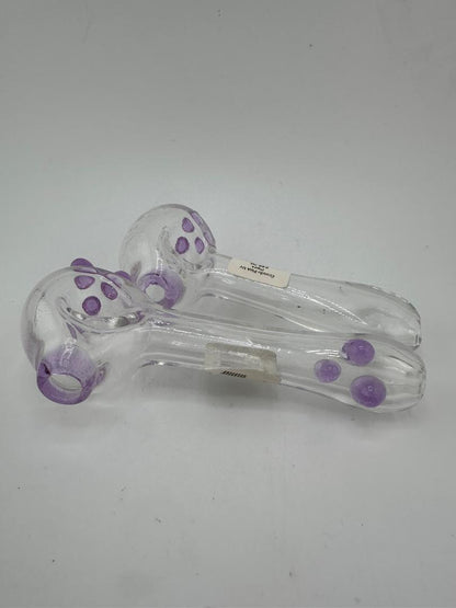 Crondo Glass Dry Pipe - Clear / UV Pink w/ Purple Accents