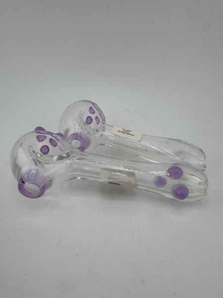 Crondo Glass Dry Pipe - Clear / UV Pink w/ Purple Accents