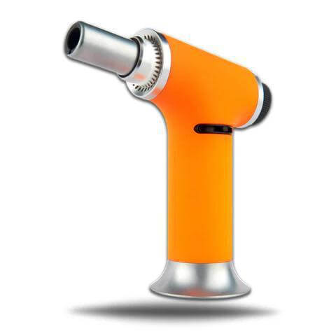 Maven Turbo Butane Torch in bright orange, designed for precision lighting with one-handed operation.