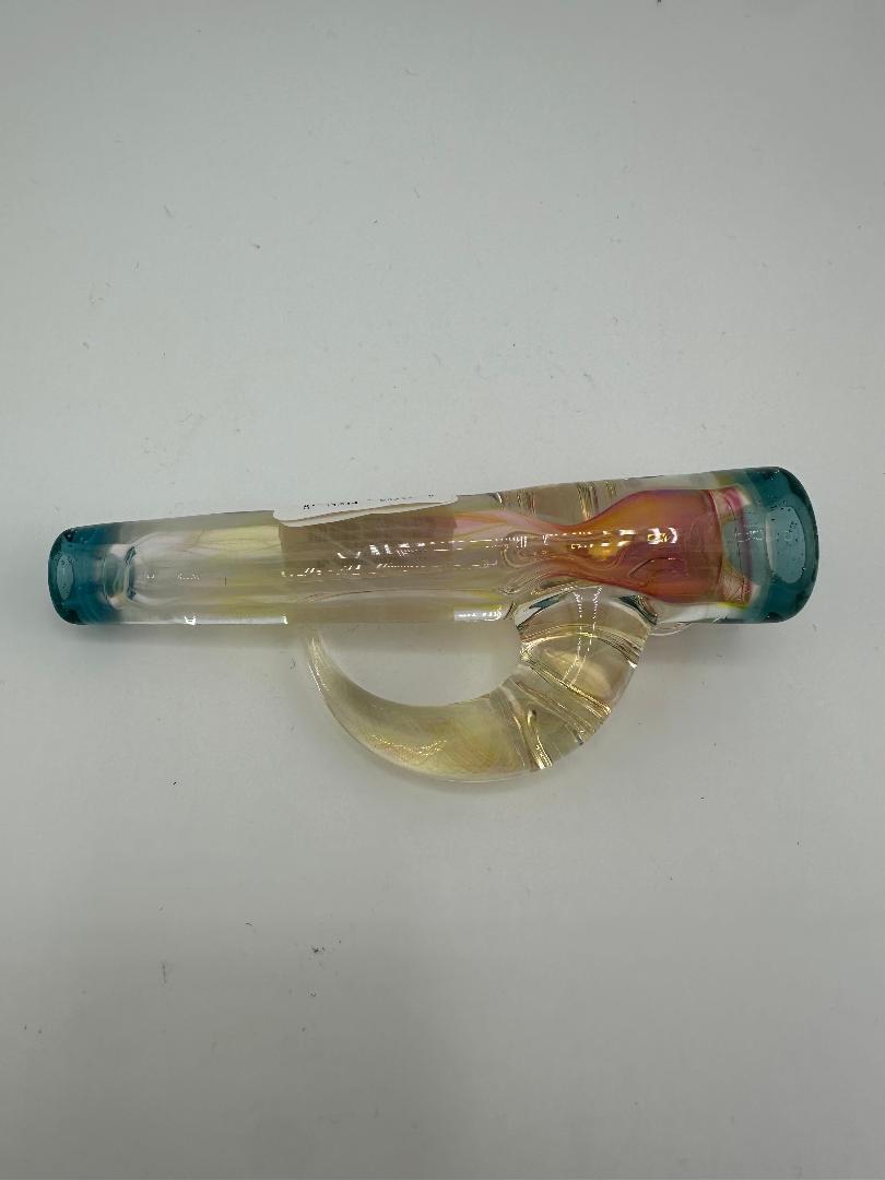 Brando Glass Dry Pipe-  Fumed w/ Color Accents & Horn Chillum