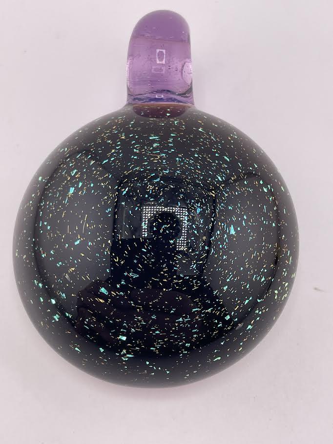 Tim Doane Glass Pendant -  Dichro Pendy w/ Yellow Point Bail