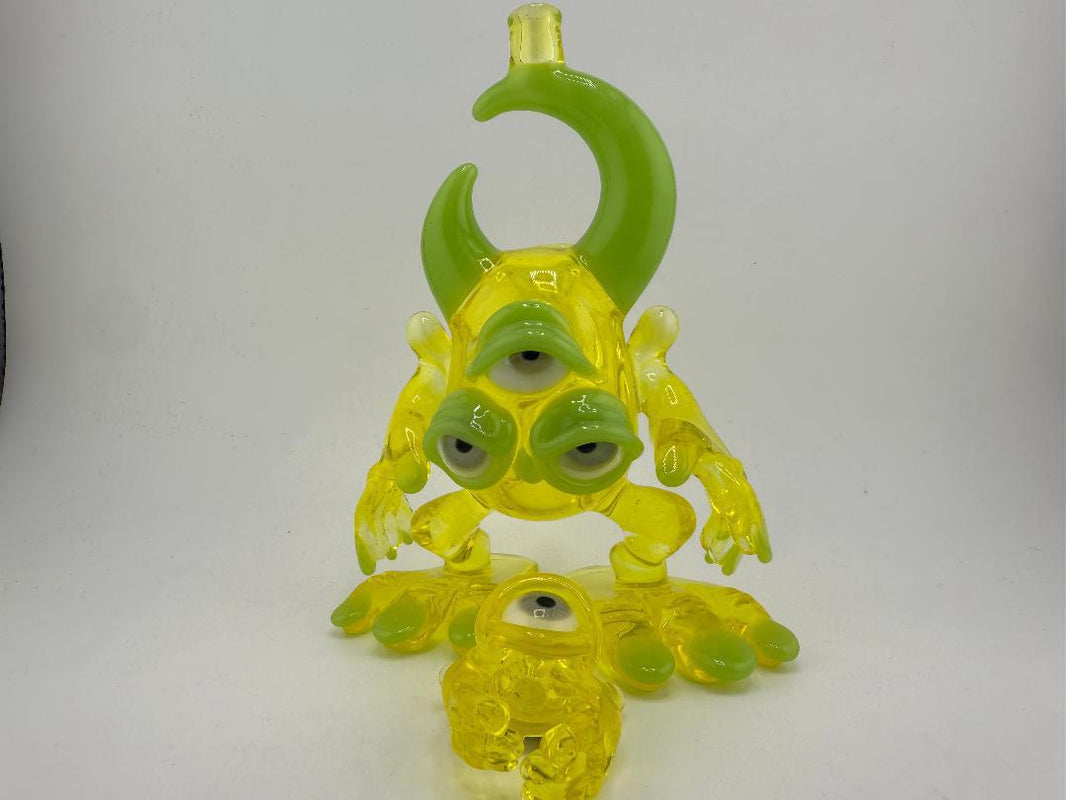 Jarvis Glass Yellow Warrior UV Reactive 10mm 90° w/ Pendant & Case