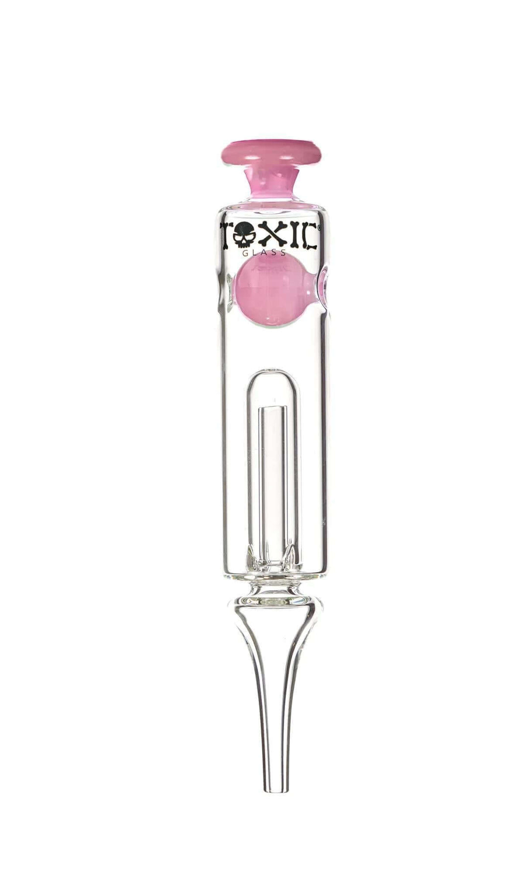 Toxic Glass Sphere Nectar Collector TXNC32 with pink accents, designed for precise concentrate consumption.