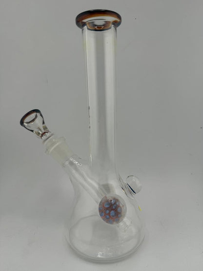 Lylo Glass Color Accent Medium Beaker 14mm, handcrafted glass bong with color accent details, Spokane WA.