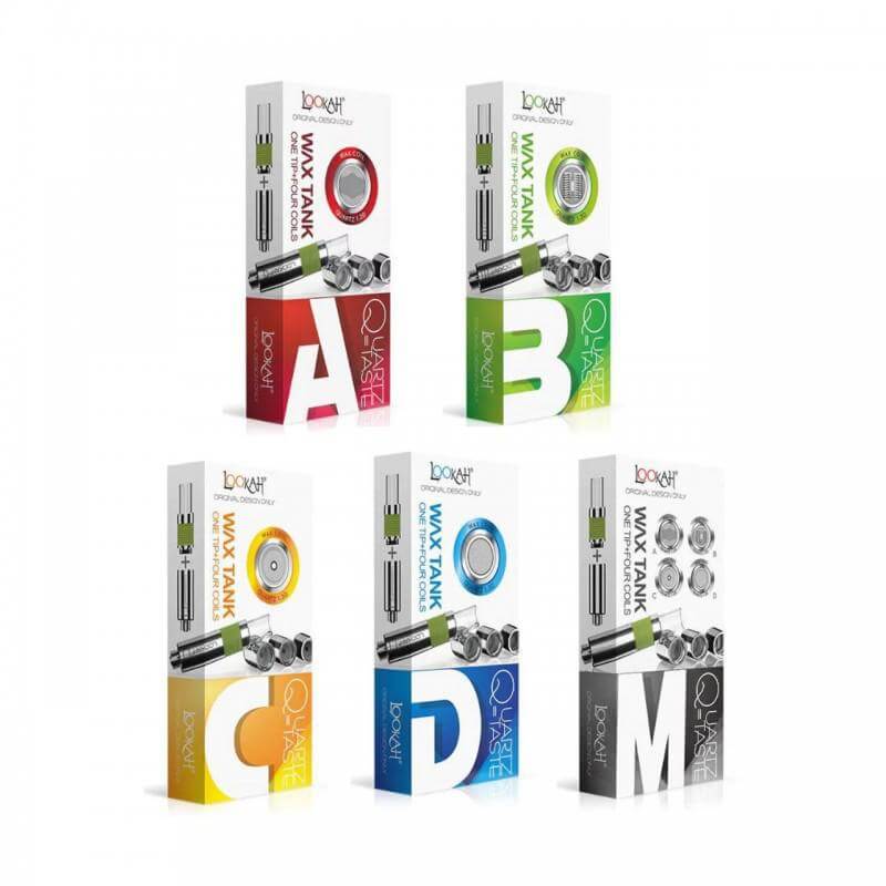 Lookah Wax Tanks packaging showcasing 1 tip and 4 coils for optimal dabbing experience.