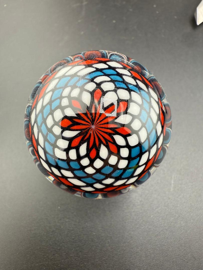 Mcdoogle Glass Marble - 41mm Red White & Blue Implosion & Fillacello