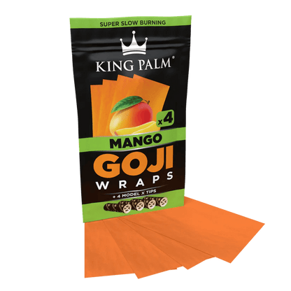 King Palm mango flavored goji wraps pack with 4 super slow burning wraps and Model X filter tips.