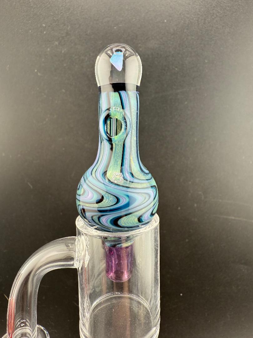 HighGrade Glass Blue & green Opal Wig Wag Bubble Cap
