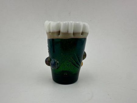 Paulson Pieces Green Glass Shot Glass – Teeth Rim or Inlaid Bones