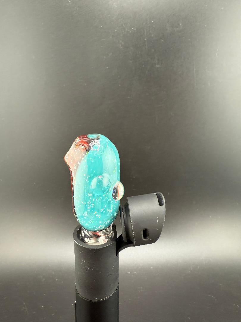 Paulson Pieces Puffco Pivot Glass Replacement Top W/ Auto Spinning Pearl Feature - Crushed Opal Red & Teal Side Shooter