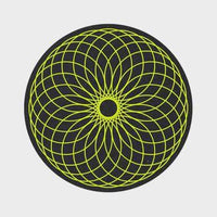 Uranium Torus 8" circle mat with vibrant green geometric design, ideal for adding energy to any space.