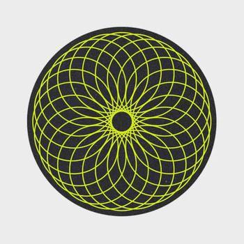 Uranium Torus 8" circle mat with vibrant green geometric design, ideal for adding energy to any space.