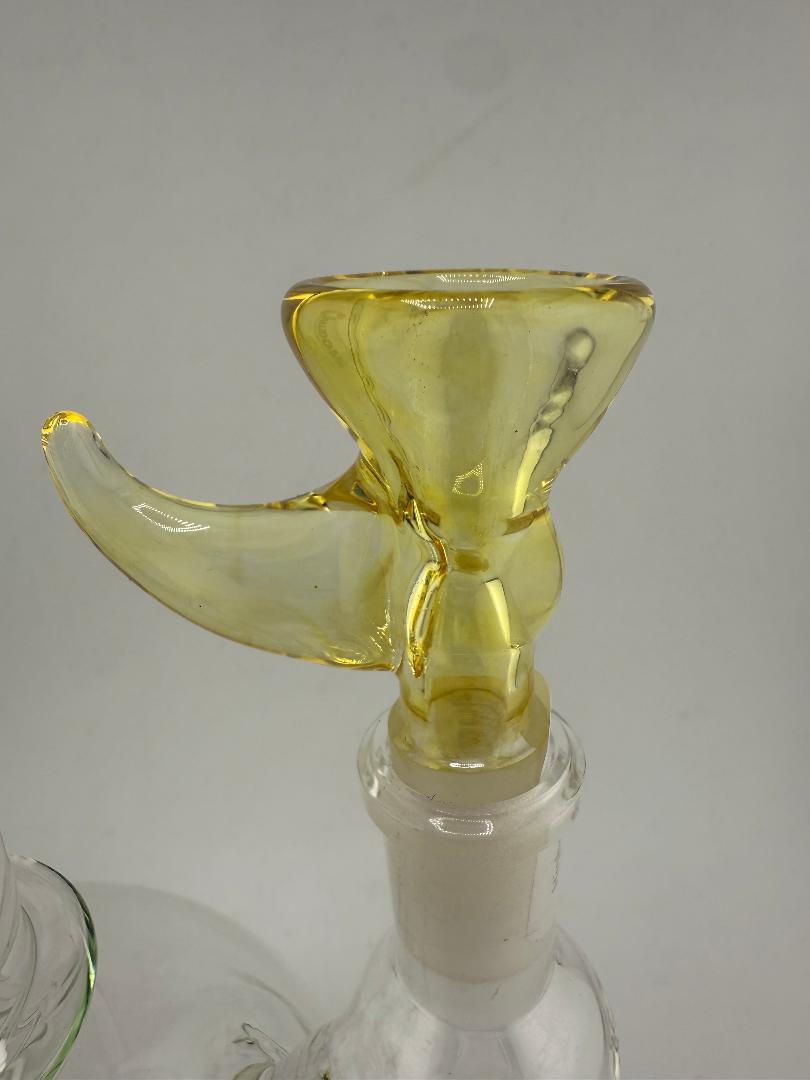 Highgrade glass fumed martini bowl 14mm with a unique yellow color finish and artistic design.