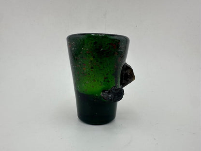 Paulson Pieces Glass Shot Glass with Tektite Accent – Handcrafted Glass Art