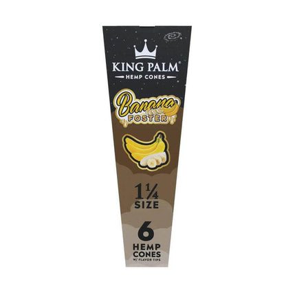 King Palm Hemp Cones Banana Foster flavor in a 6-pack, 1 1/4 size for a premium smoking experience.