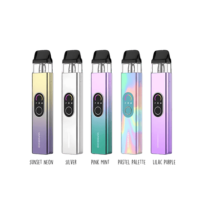 Vaporesso XROS 4 colorful vape devices showcasing COREX 2.0 Technology and various output modes.