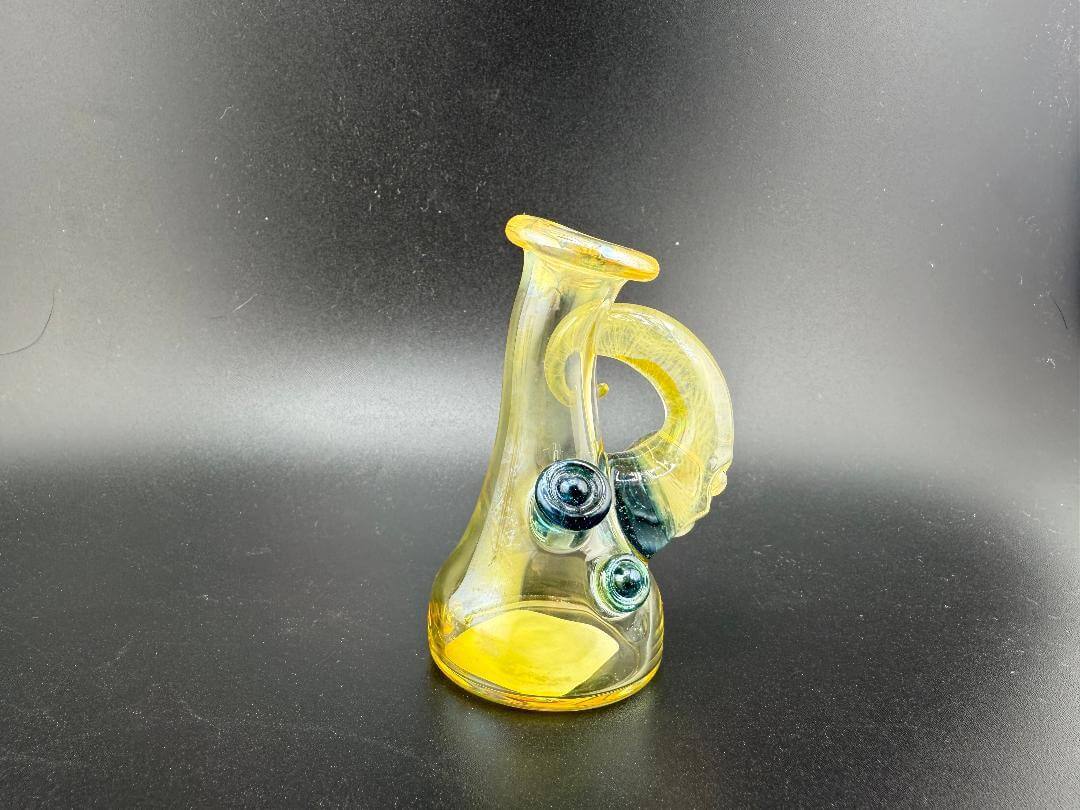 Brando Glass Fumed Carta Glass Replacement Dry Top with unique yellow and blue color accents, ideal for e-rigs.