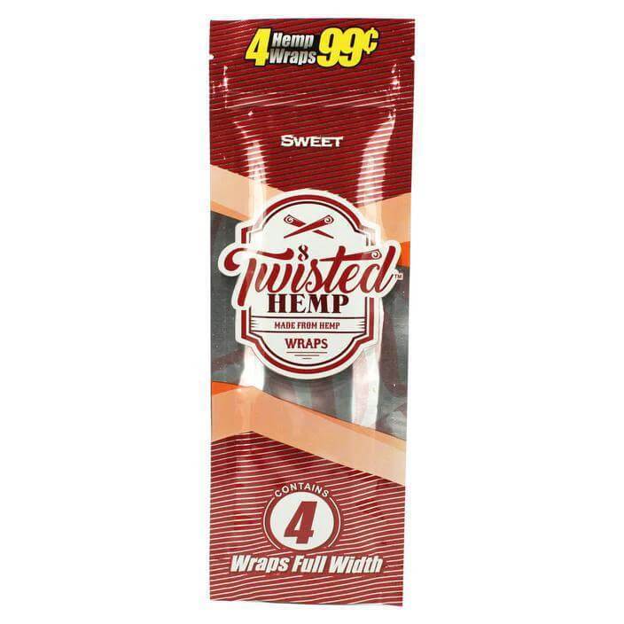 Twisted Hemp Hemp Wraps 4pc in Sweet flavor, premium tobacco-free hemp wraps for natural smoking.