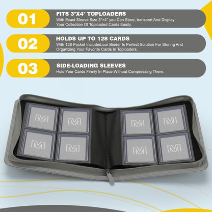 Toploader Binder - 4-Pocket Side-Loading Trading Card Album - Holds 128 Cards