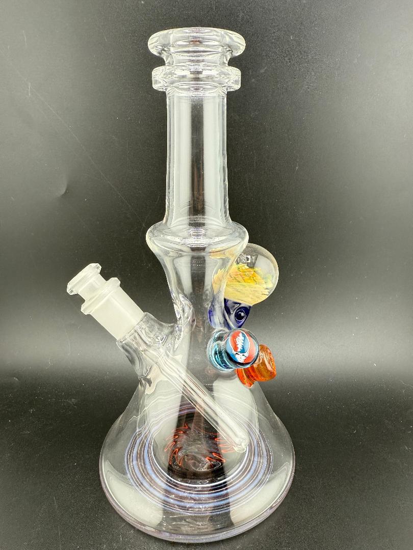 Brando Glass Uv Worked Bottom Beaker w/ Grateful Dead Millies 10mm 45°