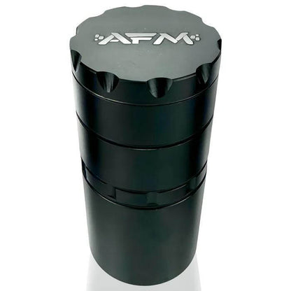 AFM 5pc Grinder in sleek black design, featuring sharp teeth for efficient grinding and a secure magnetic lid.