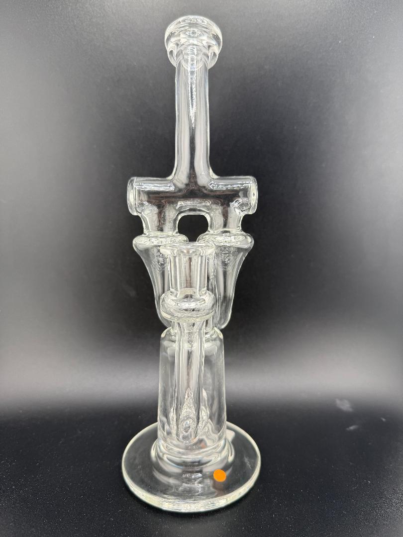 Domer Glass Clear  10mm Recycler That Looks Expensive Spokane Washington Domer double Facing Forward Orange Tag