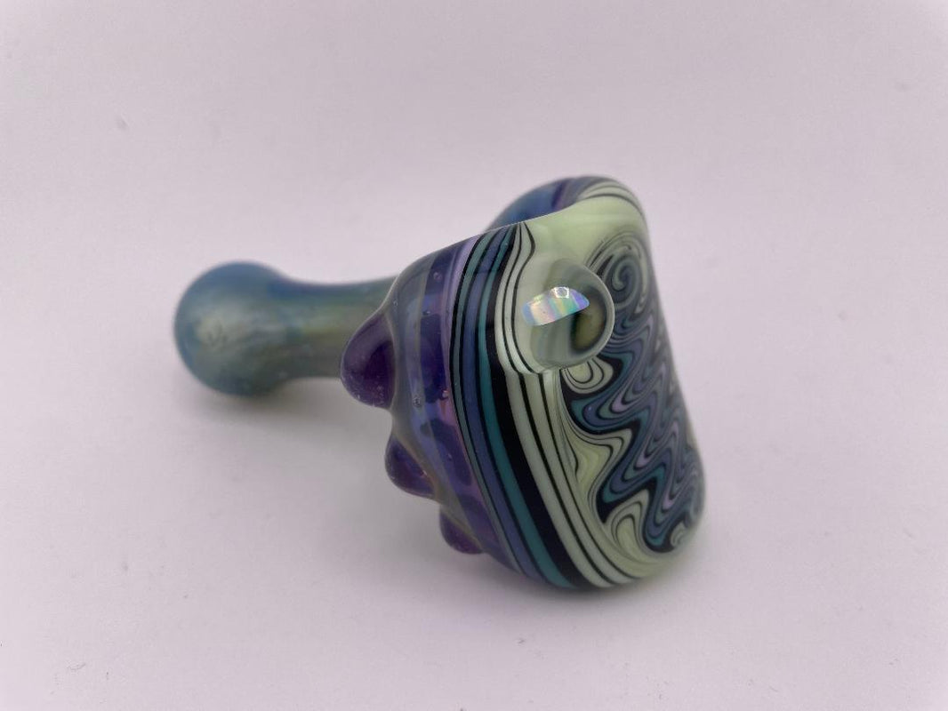 Highgrade Glass Dry Pipe - Full Color w/ Reversal Wig Wag Cap & Opal Encasement