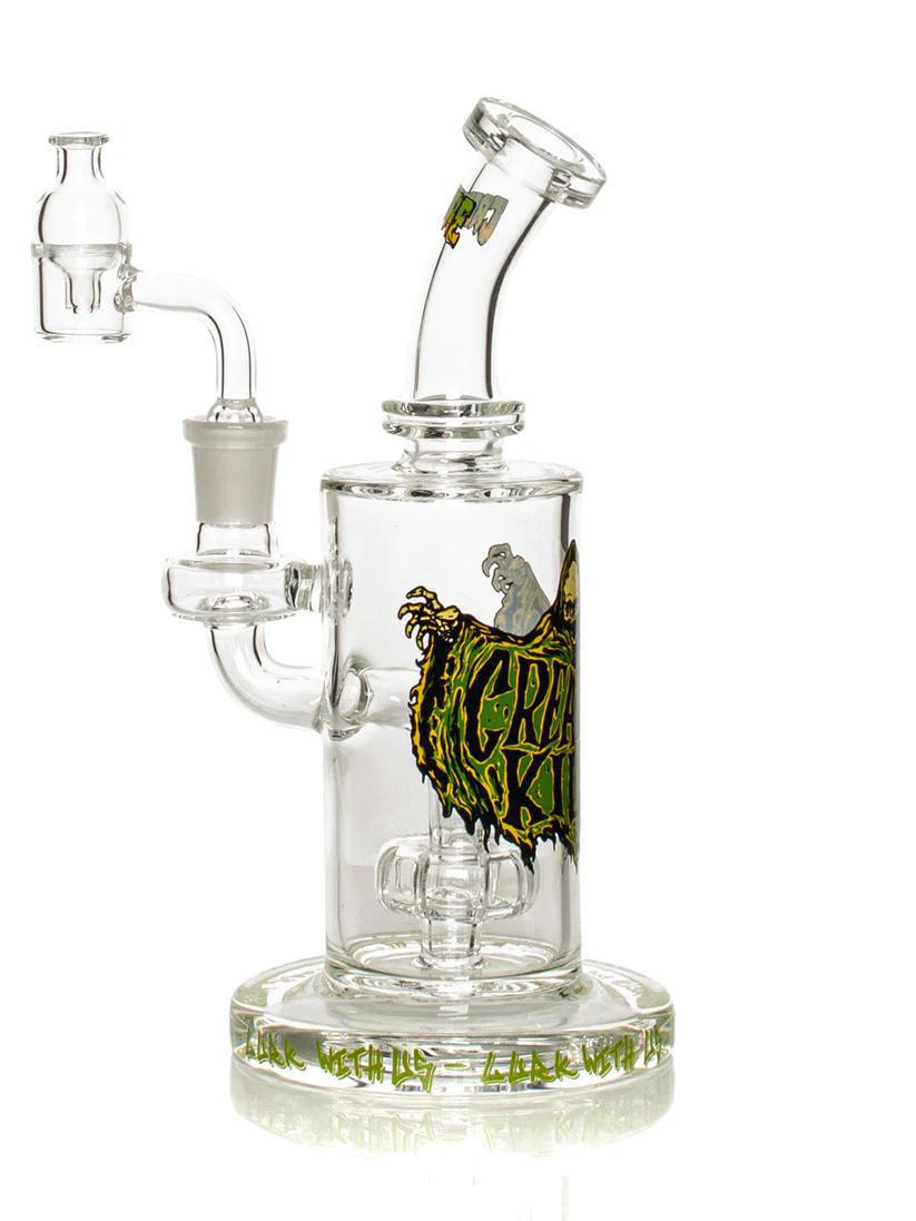 Gear Premium x Creature 7.5" Concentrate Rig with unique Goblin design and quartz banger, perfect for dabbing.