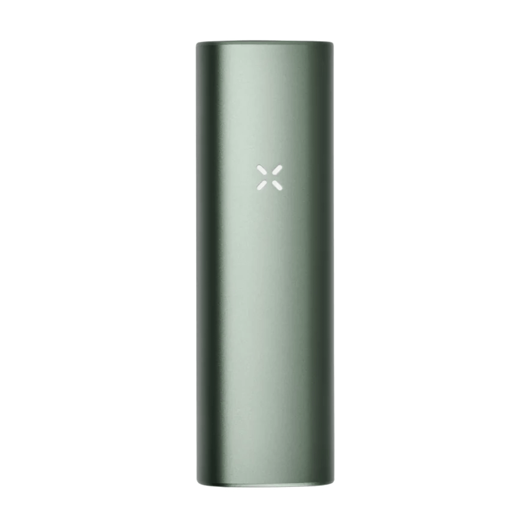 PAX Plus Portable Vaporizer in metallic green, designed for dry herb and concentrates, featuring sleek and compact design.