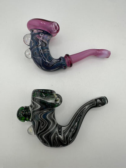 HighGrade Glass Dry Pipe - Fully Worked Wig Wag Heady Sherlock w/ marble and Opal Attachments