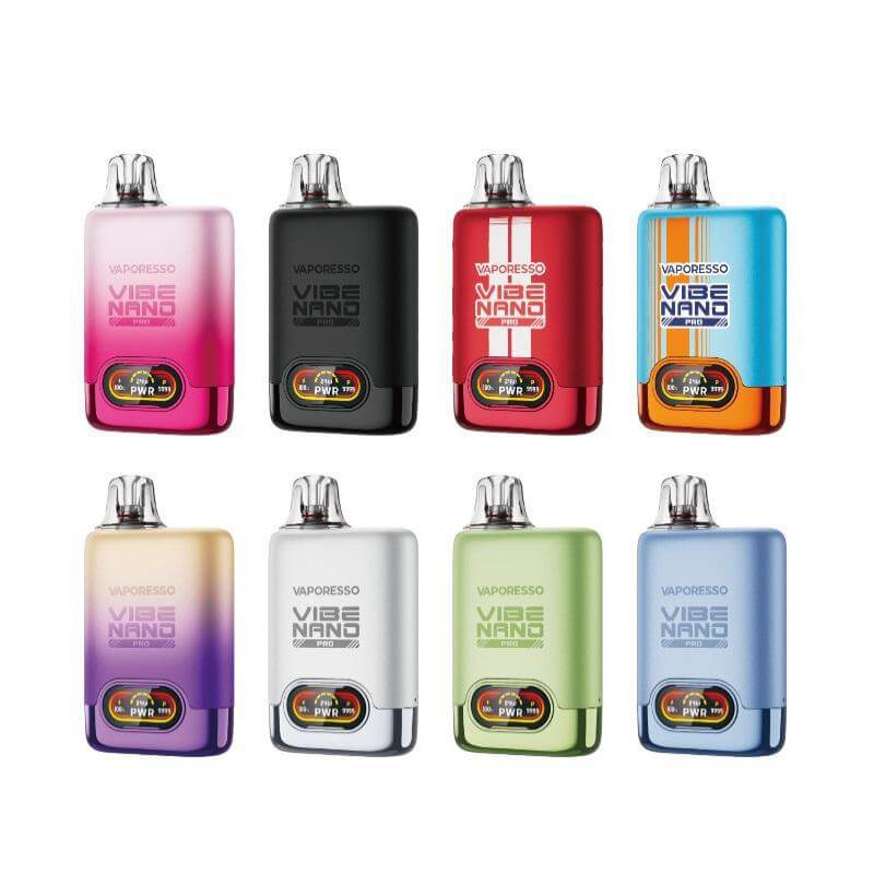Variety of Vaporesso Vibe Nano Pro Pod Kits in different colors showcasing MTL vaping innovation.