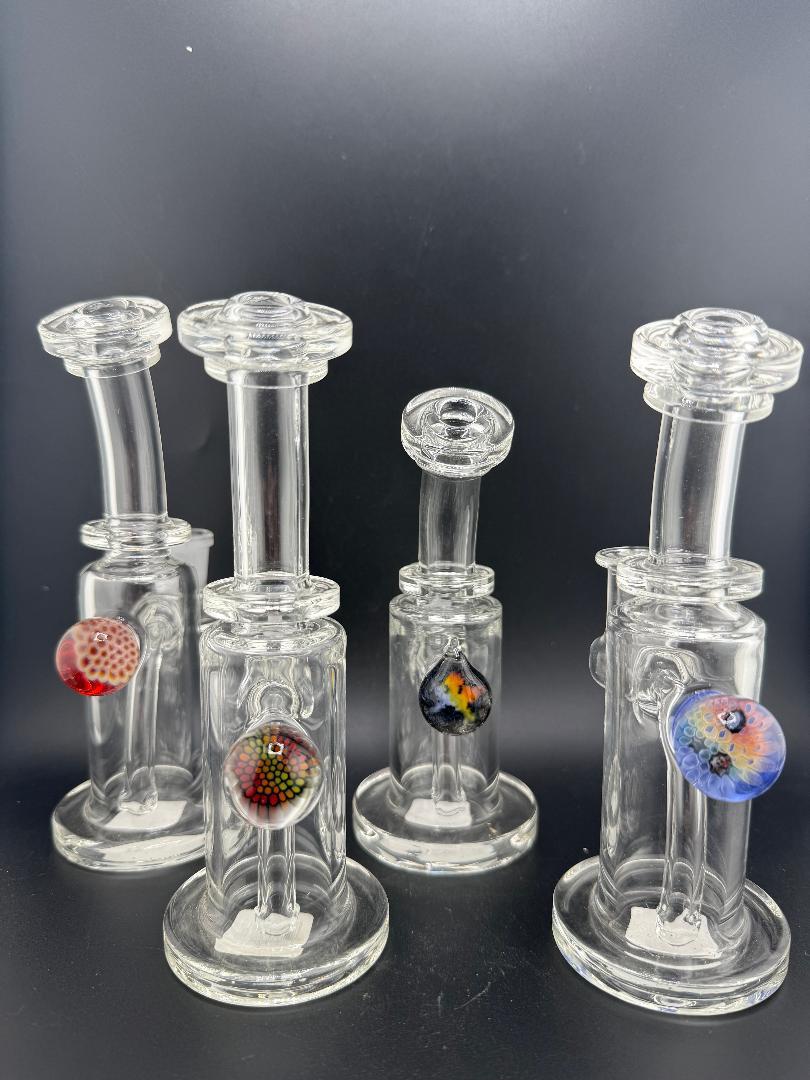 Crondo Glass Clear Banger Hanger Rig w/ Millie Image Marble14mm 90°