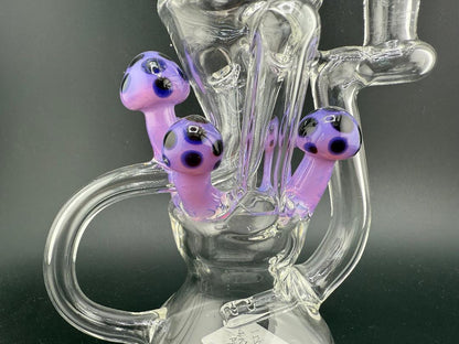 Crondo Glass Clear Recycler Rig W Purple Mushroom Growth 10mm 90°