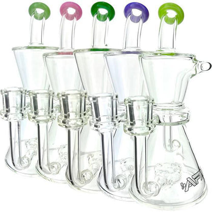 AFM Glass 8.5" Hour Glass Clear Recycler Dab Rig T521 14mm 90°