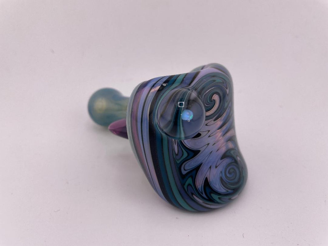 Highgrade Glass Dry Pipe - Full Color w/ Reversal Wig Wag Cap & Opal Encasement
