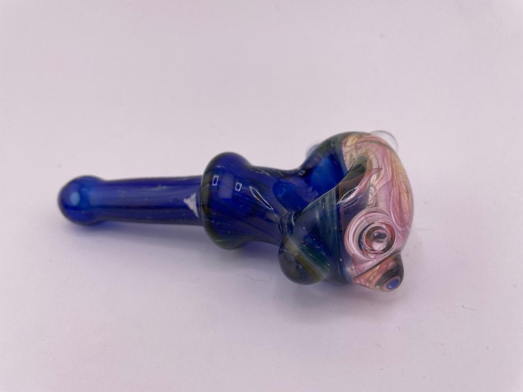 Brando Glass Dry Pipe - Cobalt Space Tech w/ Various Accents