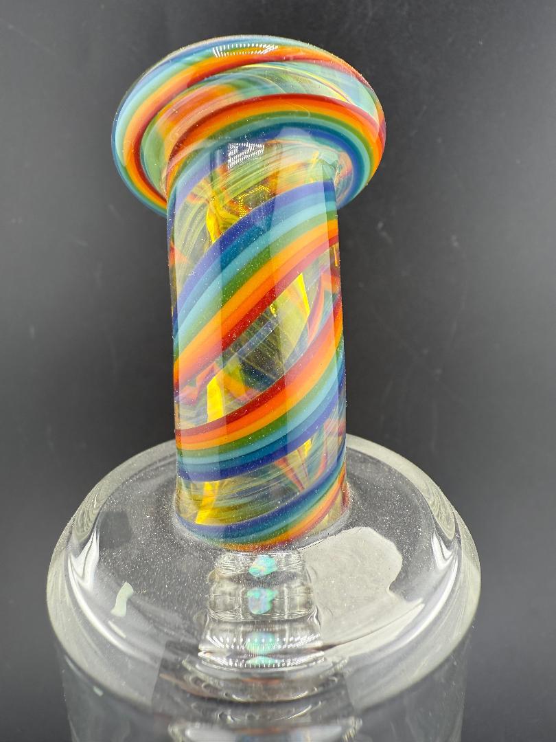 Crondo Rainbow Dr. Dabber Evo Top replacement glass with vibrant rainbow swirl design.