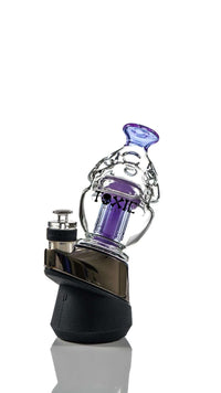 Toxic Glass Fabb Egg Tree Perc Puffco Attachment with purple accents for smooth dabbing experience.