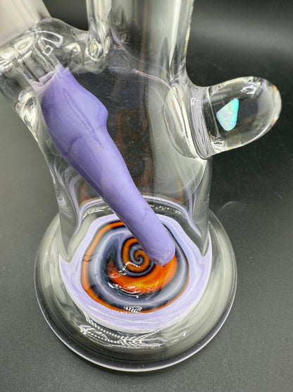 Highgrade Glass Mini Beaker - Color Accented Lip Wrap & Downstem w/ Wig Wag Reversal Bottom 10mm 45°