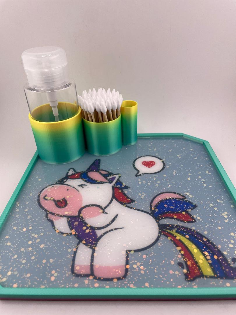 Kandy Custom 3-D Prints Sesh Tray Organizer  - Unicorn Farting Rainbow